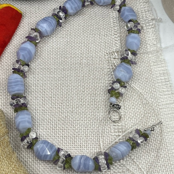 Ross-Simons Gemstone Cluster Necklace – Blue Agate, Amethyst, Peridot, Quartz - Picture 10 of 17